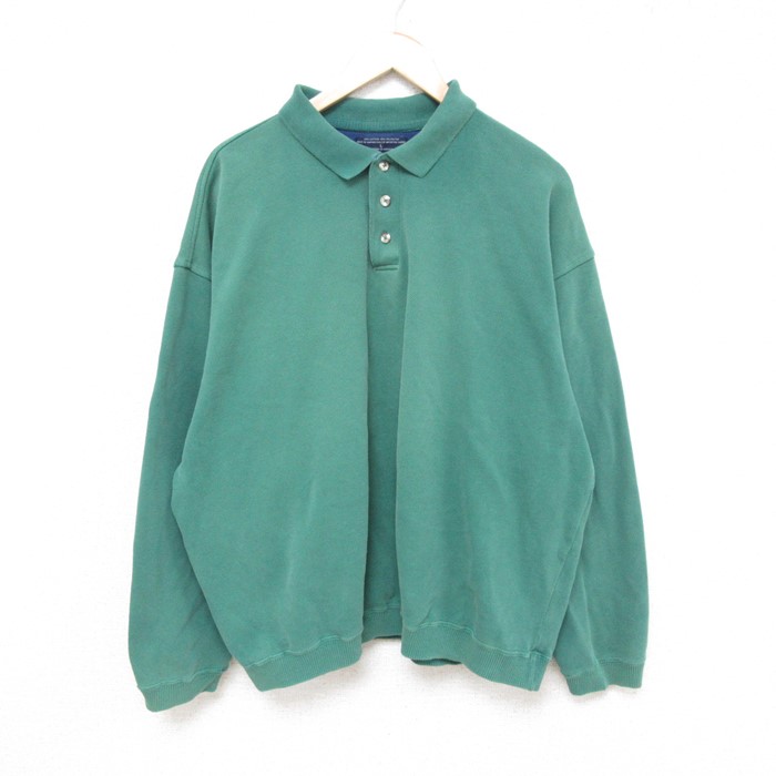 【50%OFF】XL★古着 ドッカーズ 長袖 スウェット メンズ 00年代 00s 鹿の子 大きいサイズ 襟付き 緑 グリーン 24aug28 中古 スエット トレーナー トップス