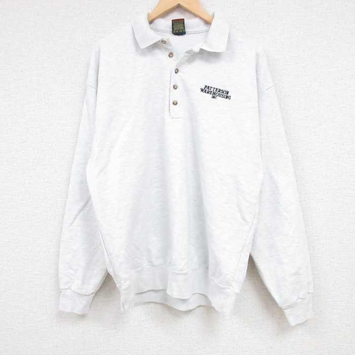 L★古着 長袖 スウェット メンズ 90年代 90s PATTERSON WAREHOUSING 襟付き USA製 薄グレー 霜降り 24aug23 中古 スエット トレーナー トップス