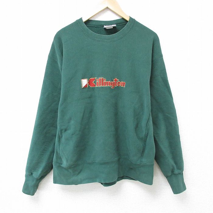 【50%OFF】XL★古着 リー Lee 長袖 スウェット メンズ 00年代 00s キリントン 刺繍 クルーネック 緑 グリーン 【spe】 24aug24 中古 スエット トレーナー トップス