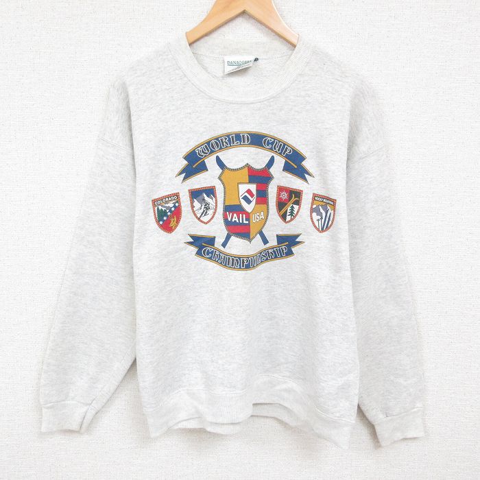 XL★古着 長袖 スウェット メンズ 90年代 90s スキー クルーネック USA製 薄グレー 霜降り 24aug26 中古 スエット トレーナー トップス