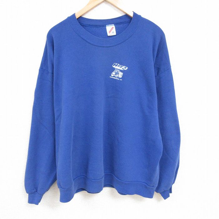 XL★古着 ジャージーズ 長袖 スウェット メンズ 00年代 00s トラック カナンデイグア 大きいサイズ クルーネック USA製 紺 ネイビー 24aug27 中古 スエット トレーナー トップス