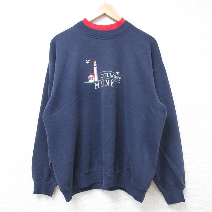 リー 00s 長袖スウェット OGUNQUIT MAINE ネイビー XL | 古着