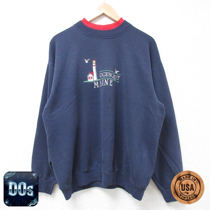 リー 00s 長袖スウェット OGUNQUIT MAINE ネイビー XL | 古着