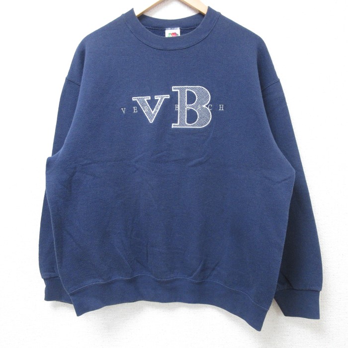 フルーツオブザルーム 00s 長袖スウェット VB刺繍 ネイビー L | 古着