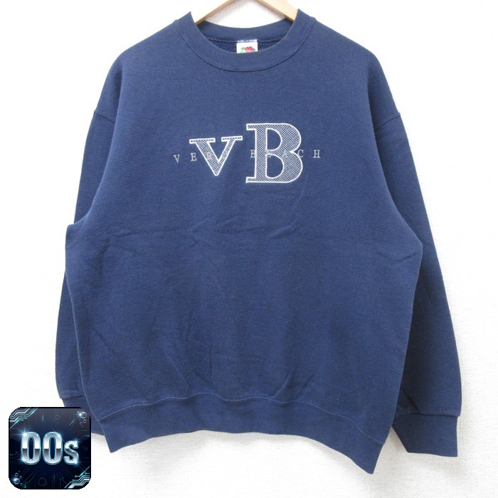 フルーツオブザルーム 00s 長袖スウェット VB刺繍 ネイビー L | 古着