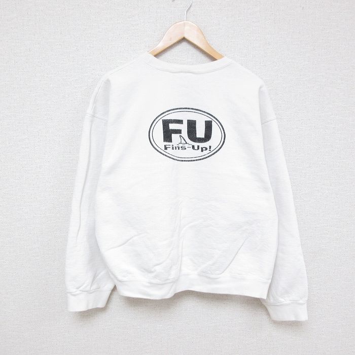 XL★古着 フルーツオブザルーム 長袖 スウェット メンズ 00年代 00s FinsUp クルーネック 白 ホワイト 24aug29 中古 スエット トレーナー トップス