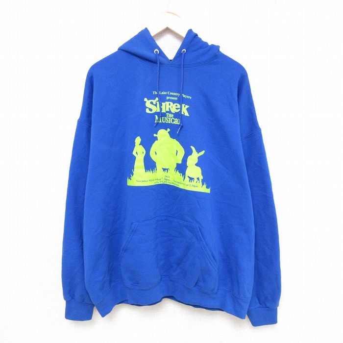 XL★古着 ジャージーズ 長袖 スウェット パーカー メンズ 00年代 00s ミュージカル シュレック 大きいサイズ 青 ブルー 24aug31 中古 スエット トレーナー トップス