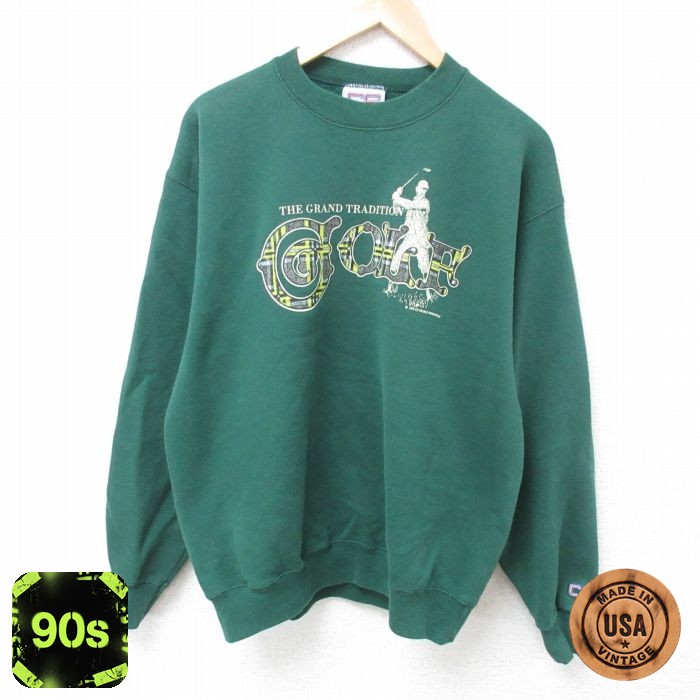 90s 長袖スウェット ゴルフ グリーン L | 古着