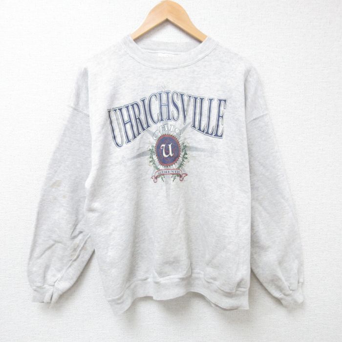 【50%OFF】XL★古着 ヘインズ Hanes 長袖 スウェット メンズ 90年代 90s ウーリックスヴィル クルーネック グレー 霜降り 24sep02 中古 スエット トレーナー トップス