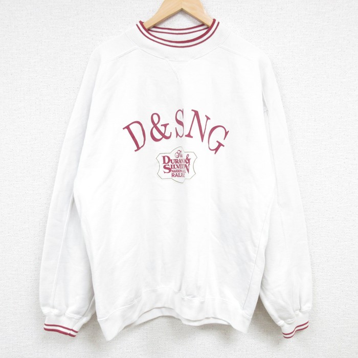 XL★古着 長袖 スウェット メンズ 90年代 90s D&SNG クルーネック 白 ホワイト 24sep03 中古 スエット トレーナー トップス