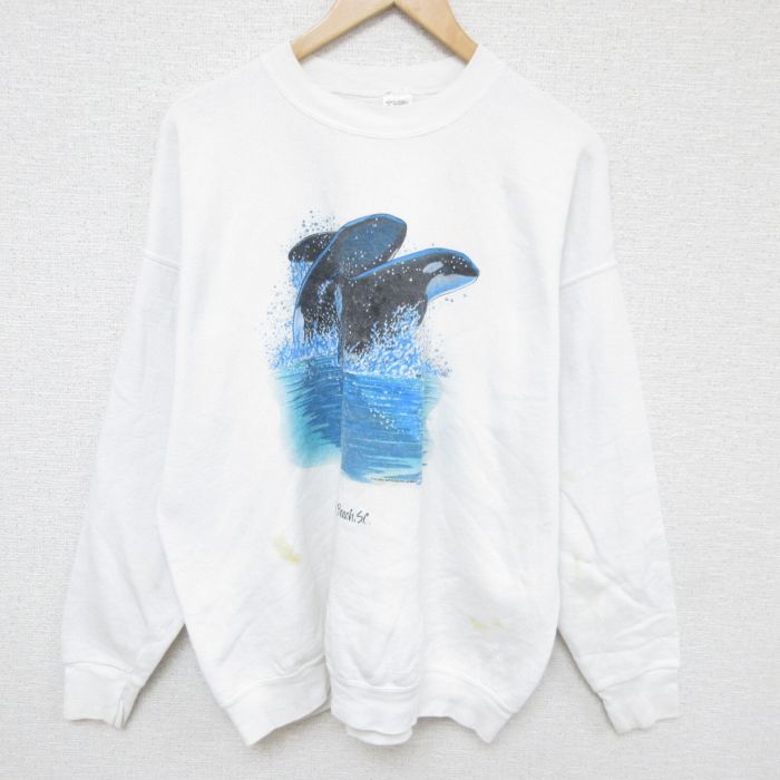 フルーツオブザルーム 90s 長袖スウェット 両面プリント ホワイト XL | 古着