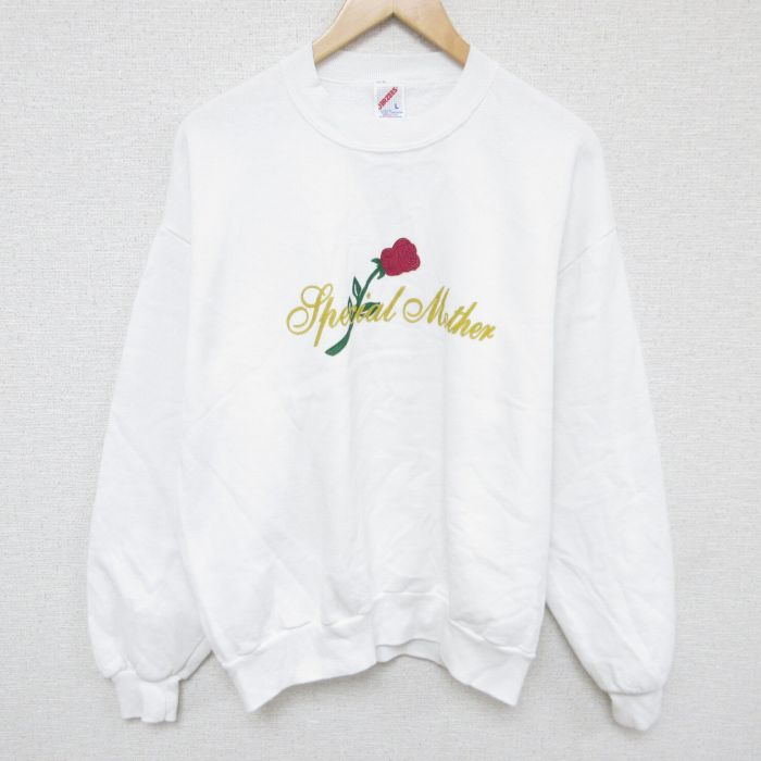 ジャージーズ 90s 長袖スウェット 花 ホワイト L | 古着