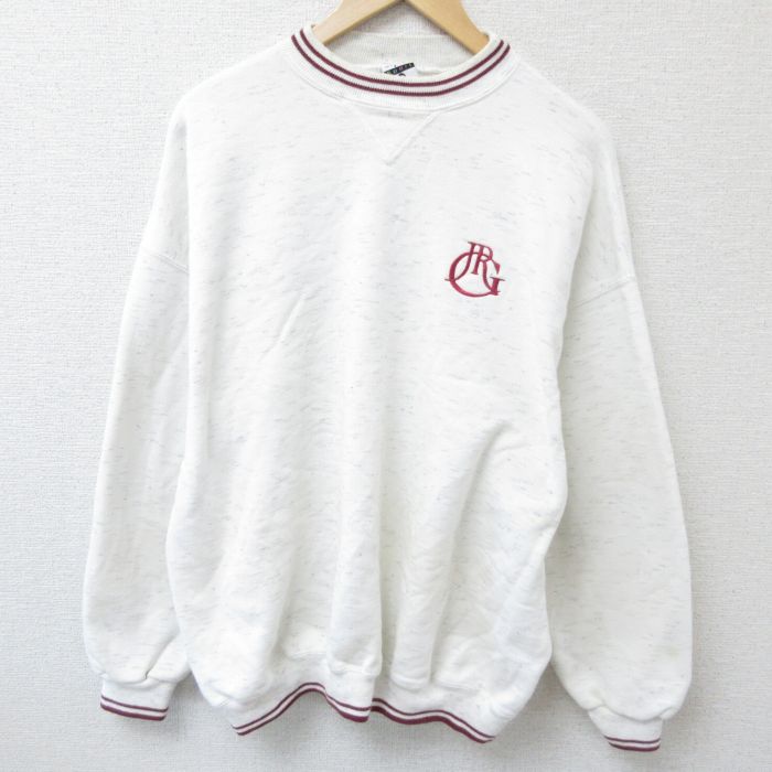 90s 長袖スウェット 霜降り ホワイト XL | 古着
