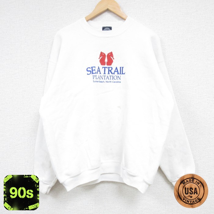 90s 長袖スウェット SEA TRAIL ホワイト L | 古着