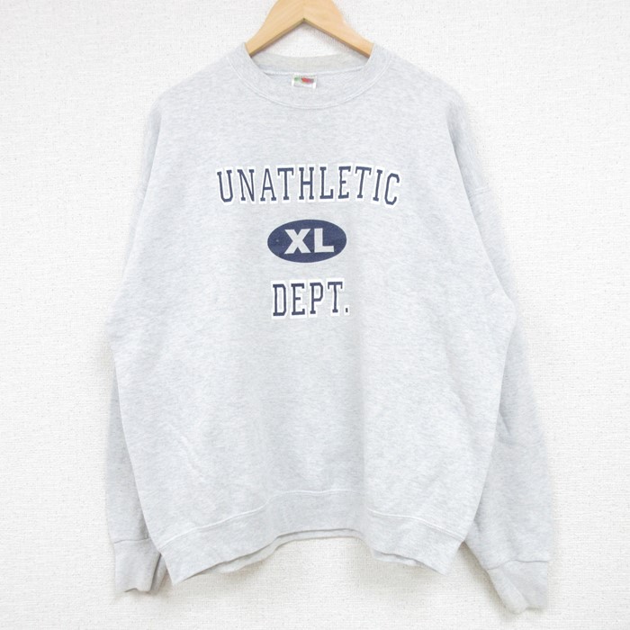 XL★古着 フルーツオブザルーム 長袖 スウェット メンズ 00年代 00s DEPT クルーネック グレー 霜降り 24sep07 中古 スエット トレーナー トップス