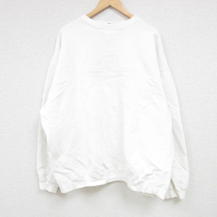 XL★古着 長袖 スウェット メンズ 00年代 00s INDIANAPOLIS MOTOR SPEEDWAY 刺繍 大きいサイズ クルーネック 白 ホワイト 24sep07 中古 スエット トレーナー トップス