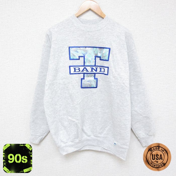 ディスカス 90s 長袖スウェット BAND刺繍 グレー L | 古着