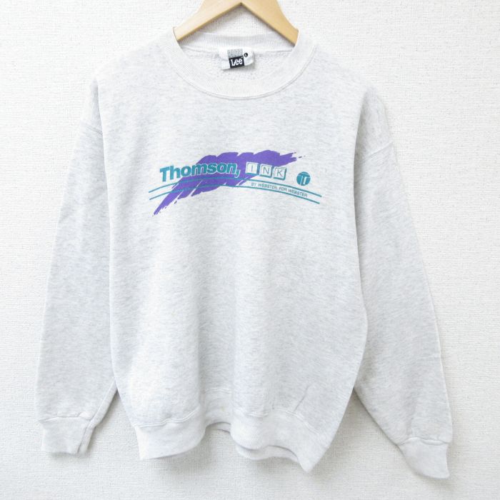 M★古着 リー Lee 長袖 スウェット メンズ 00年代 00s Thomson クルーネック USA製 薄グレー 霜降り 24sep10 中古 スエット トレーナー トップス