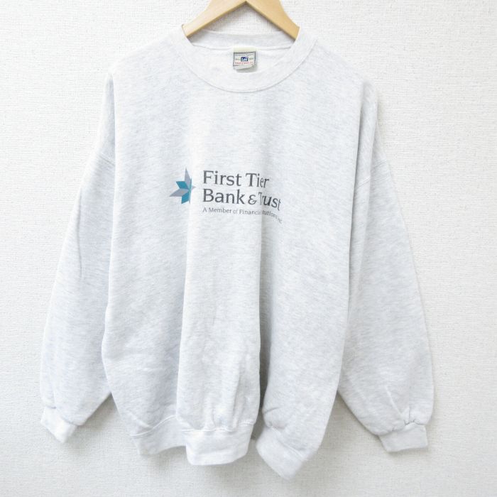 XL★古着 リー Lee 長袖 スウェット メンズ 00年代 00s Bank 大きいサイズ クルーネック 薄グレー 霜降り 24sep10 中古 スエット トレーナー トップス