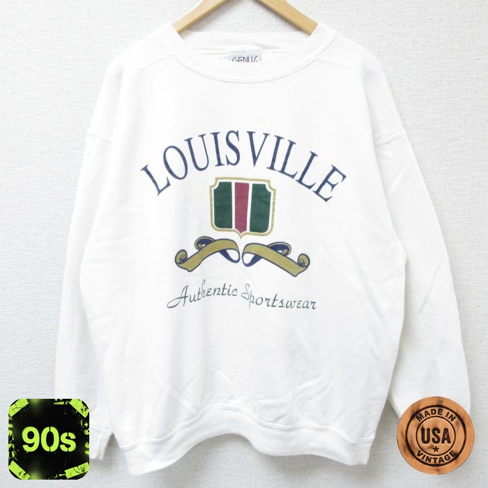 90s 長袖スウェット LOUISVILLE ホワイト メンズXL相当 | 古着