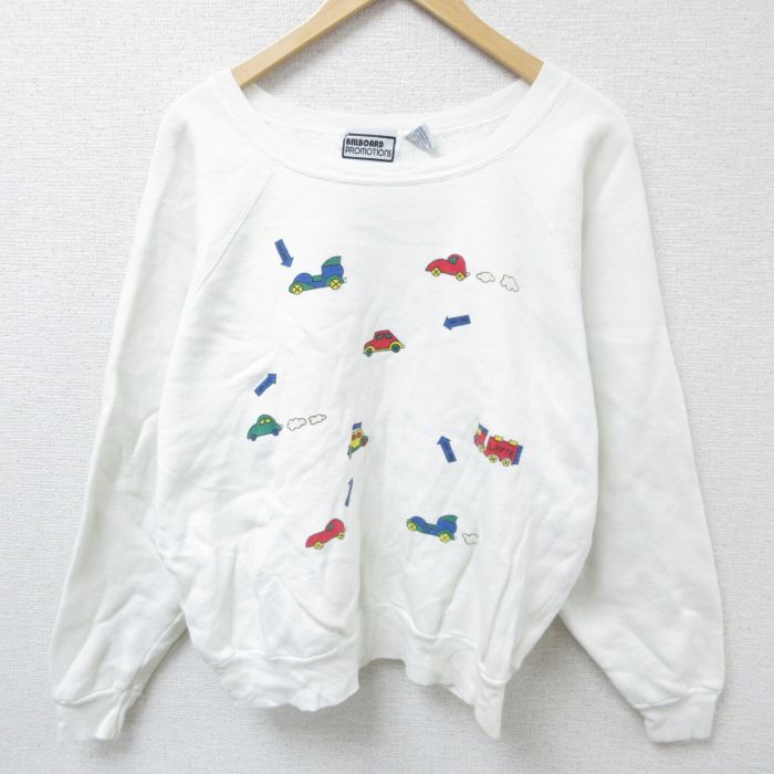 【50%OFF】80s ラグランスウェット 車 ホワイト XL | 古着