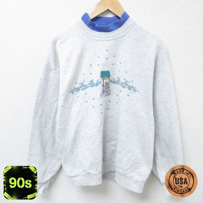 ジャージーズ 90s 長袖スウェット 井戸刺繍 グレー L | 古着