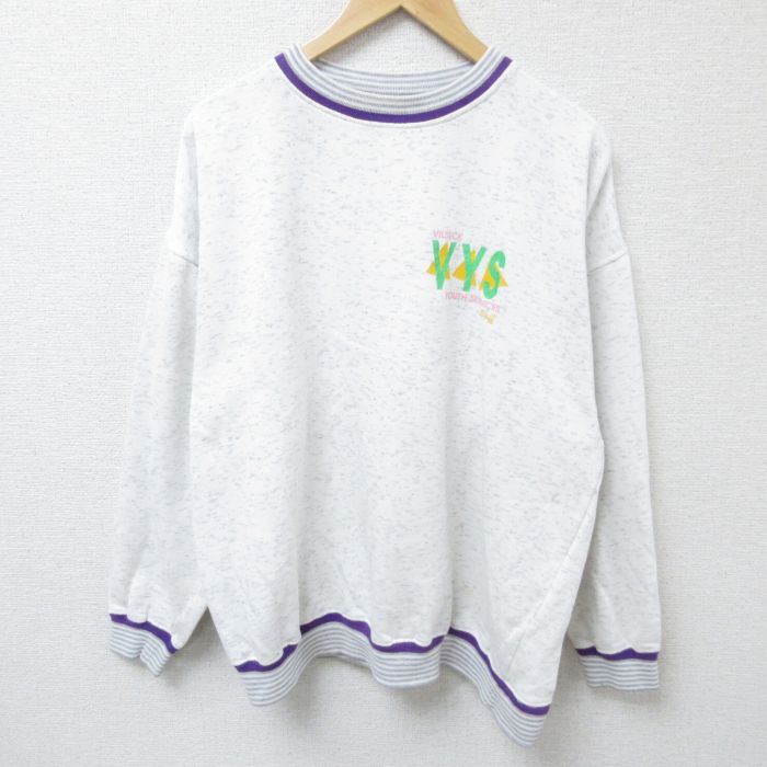 XL★古着 長袖 スウェット メンズ 90年代 90s VYS クルーネック 薄グレー 霜降り 24sep18 中古 スエット トレーナー トップス