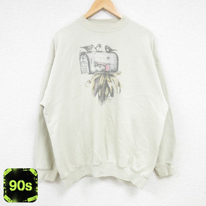 TULTEX 90s 長袖スウェット 鳥 ベージュ メンズXL相当 | 古着