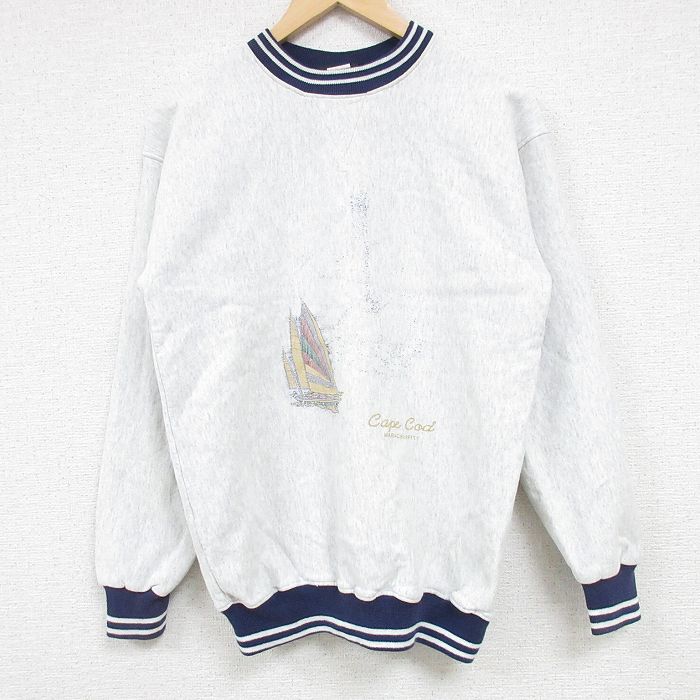 S★古着 長袖 スウェット メンズ 00年代 00s ケープコッド ヨット クルーネック グレー 霜降り 24sep21 中古 スエット トレーナー トップス