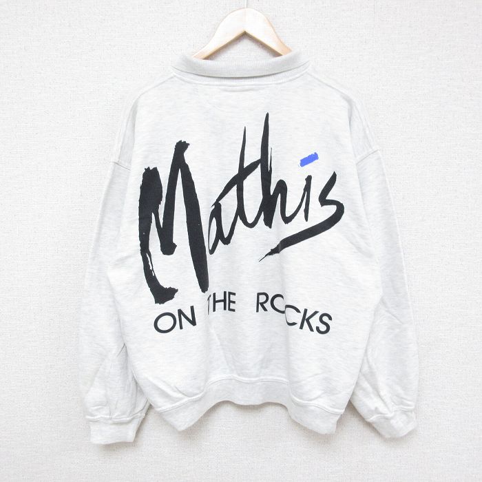 XL★古着 長袖 スウェット メンズ 00年代 00s Mathis 襟付き 薄グレー 霜降り 24sep27 中古 スエット トレーナー トップス