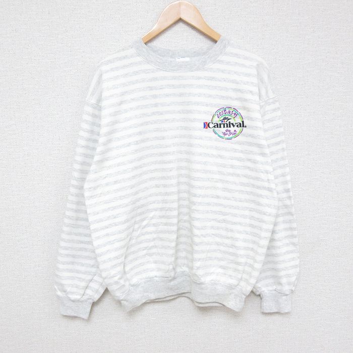 90s 長袖スウェット ボーダー グレー L | 古着