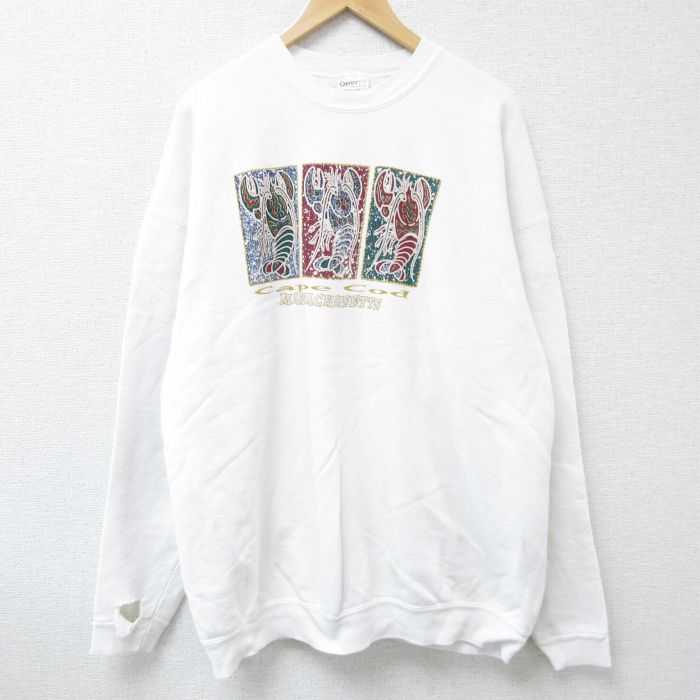 【50%OFF】オニータ 長袖スウェット マサチューセッツ ホワイト XL | 古着