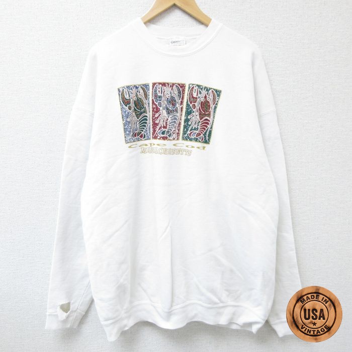 オニータ 長袖スウェット マサチューセッツ ホワイト XL | 古着