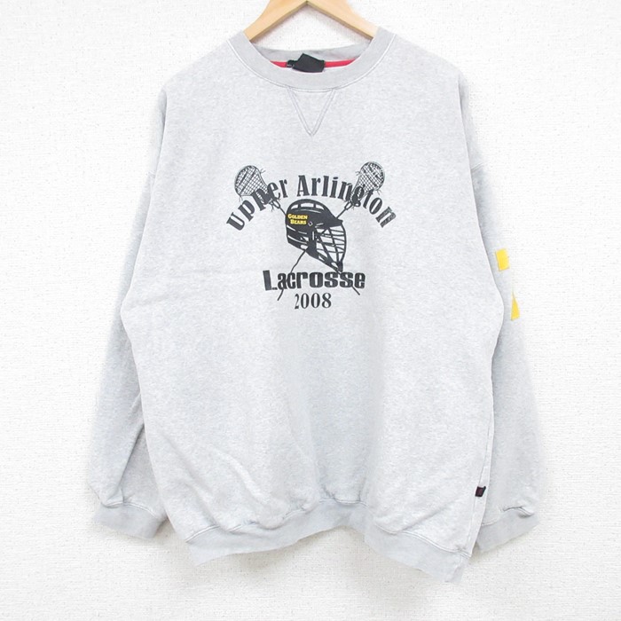 【50%OFF】XL★古着 長袖 スウェット メンズ 00年代 00s ラクロス クルーネック グレー 霜降り 24sep30 24oct01 中古 スエット トレーナー トップス