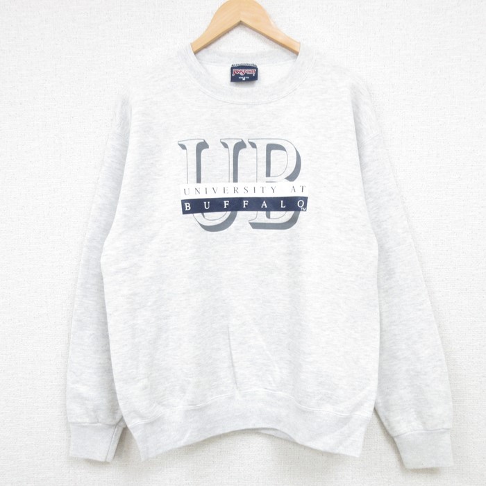 M★古着 ジャンスポーツ 長袖 スウェット メンズ 90年代 90s UB クルーネック USA製 薄グレー 霜降り 24sep30 24oct01 中古 スエット トレーナー トップス