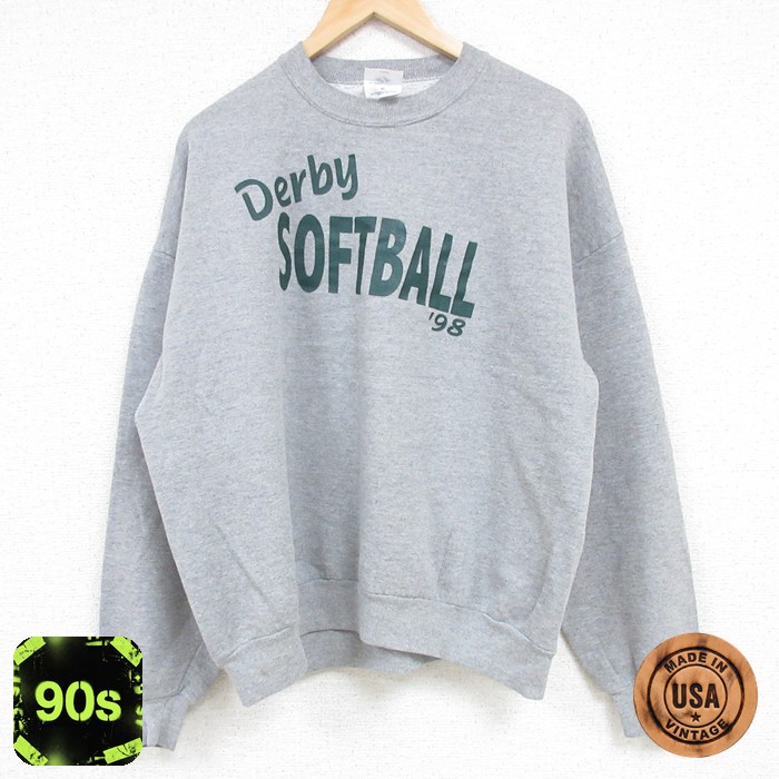 90s 長袖スウェット Derby ソフトボール グレー メンズL相当 | 古着