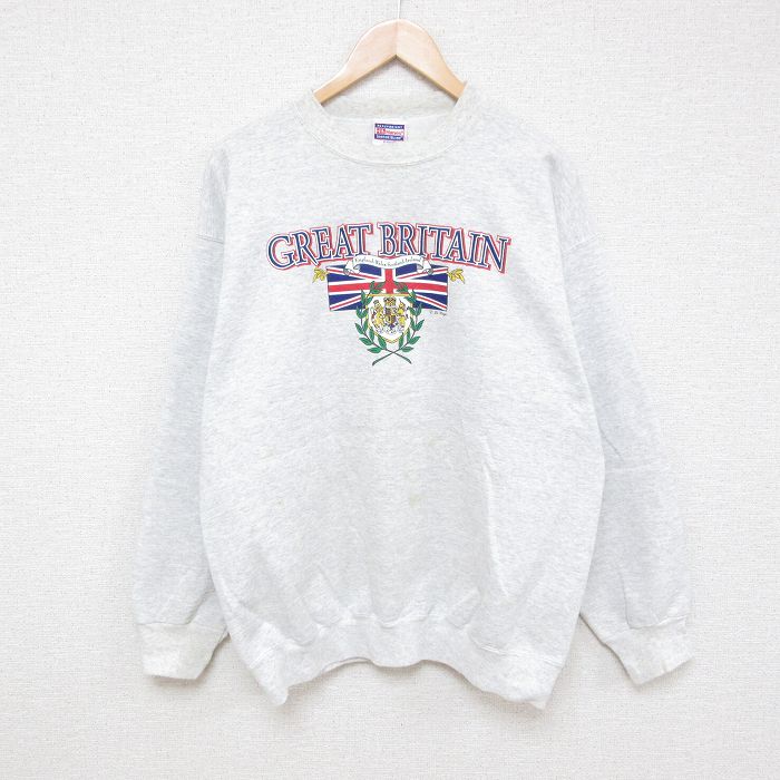 【50%OFF】L★古着 ヘインズ Hanes 長袖 スウェット メンズ 00年代 00s イギリス クルーネック グレー 霜降り 24oct02 中古 スエット トレーナー トップス