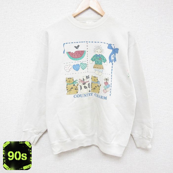 TULTEX 90s 長袖スウェット ネコ ベージュ M | 古着