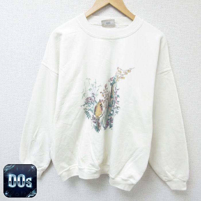 00s 長袖スウェット 鳥 ホワイト L | 古着
