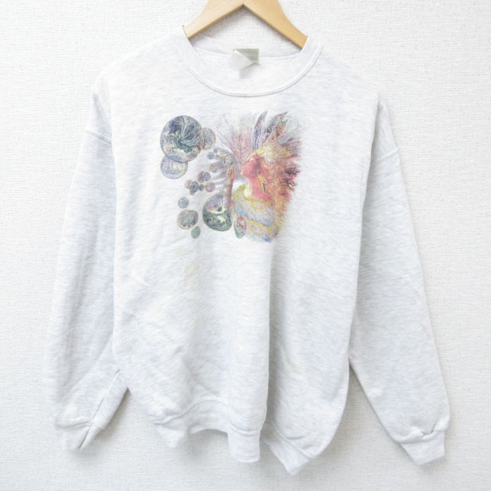 XL★古着 リー Lee 長袖 スウェット メンズ 00年代 00s 女性 クルーネック 薄グレー 霜降り 24oct03 中古 スエット トレーナー トップス