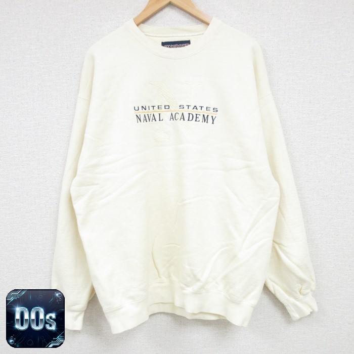 ジャンスポーツ 00s 長袖スウェット NAVAL ACADEMY刺繍 イエロー メンズL相当 | 古着