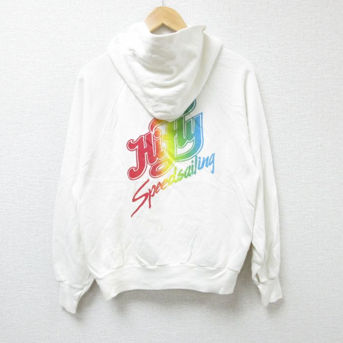 【50%OFF】M★古着 長袖 スウェット パーカー メンズ HiFly 白 ホワイト 24oct17 中古 スエット トレーナー トップス