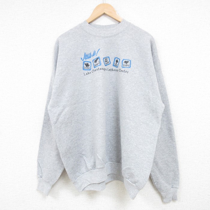 XL★古着 ヘインズ Hanes 長袖 スウェット メンズ 00年代 00s chautauqua クルーネック グレー 霜降り 24oct09 中古 スエット トレーナー トップス