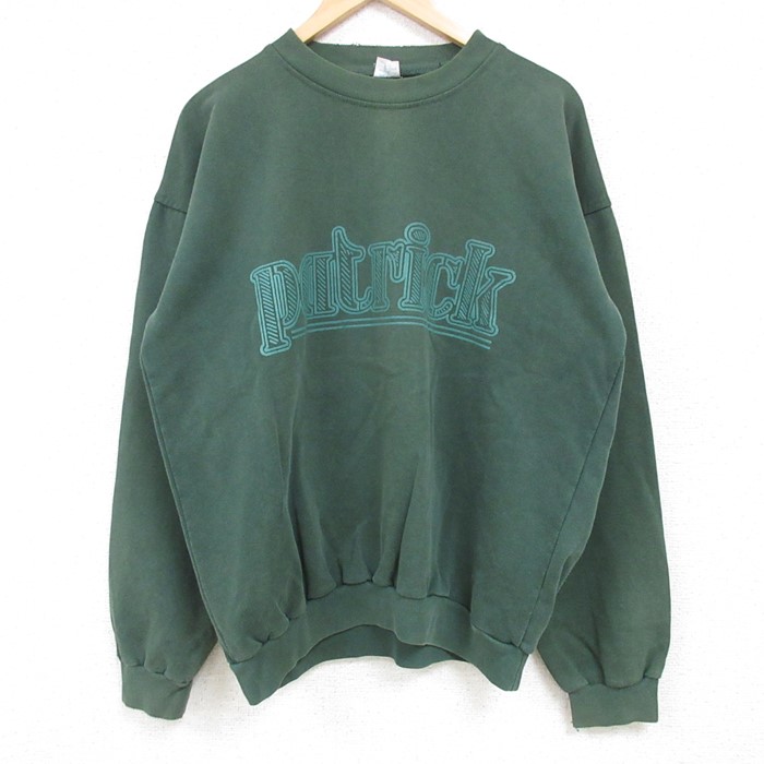 【50%OFF】L★古着 長袖 スウェット メンズ 00年代 00s patrick クルーネック 緑 グリーン 24oct09 中古 スエット トレーナー トップス
