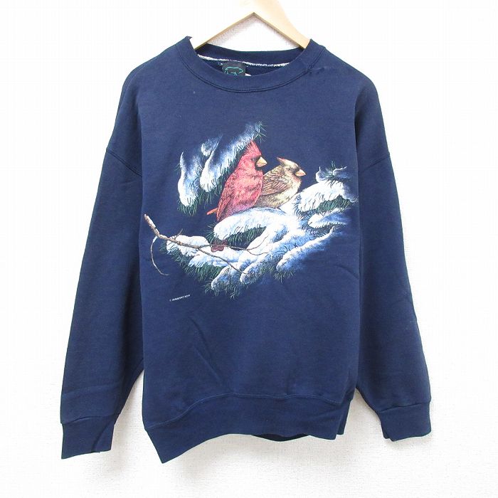 XL★古着 長袖 スウェット メンズ 00年代 00s ショウジョウコウカンチョウ クルーネック USA製 紺 ネイビー 24oct11 中古 スエット トレーナー トップス