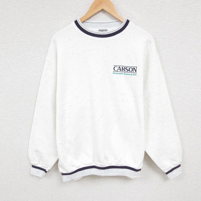 XL★古着 オニータ ONEITA 長袖 スウェット メンズ 90年代 90s CARSON クルーネック USA製 白 ホワイト 霜降り 24oct17 中古 スエット トレーナー トップス