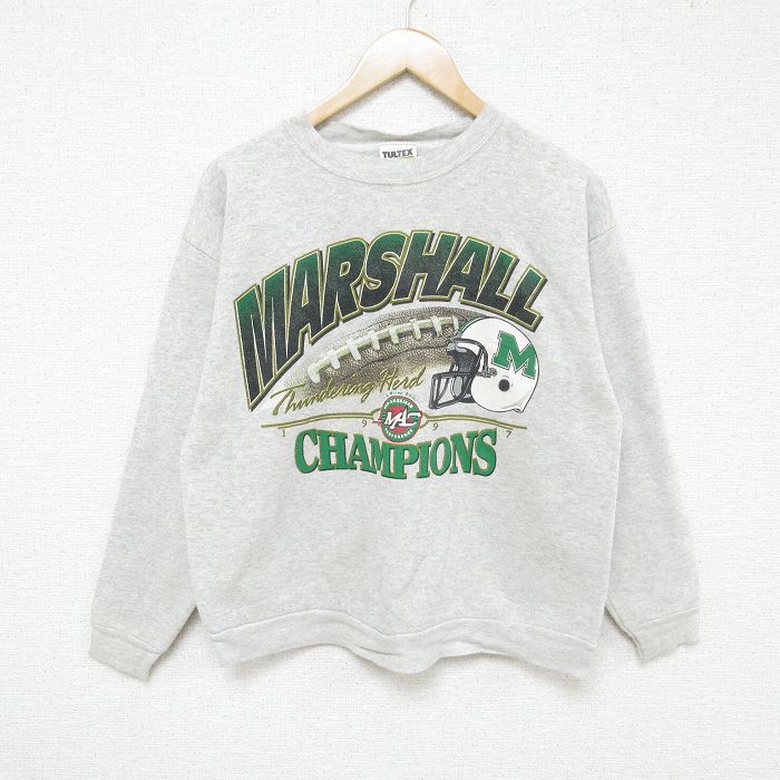 【50%OFF】M★古着 TULTEX 長袖 スウェット メンズ 90年代 90s MARSHALL クルーネック USA製 グレー 霜降り 24oct25 中古 スエット トレーナー トップス
