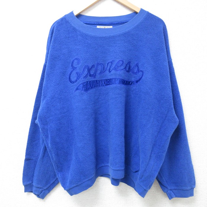 XL★古着 EXP 長袖 トップス メンズ 90年代 90s ビッグロゴ クルーネック 青 ブルー 24oct26 中古 スエット トレーナー