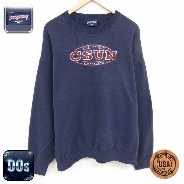 ジャンスポーツ 00s 長袖スウェット CSUN刺繍 ネイビー メンズXL相当 | 古着
