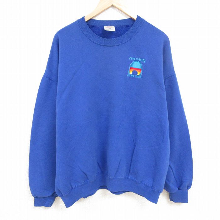 【50%OFF】XL★古着 ジャージーズ 長袖 スウェット メンズ 00年代 00s GROCERY SHOPPE 大きいサイズ クルーネック 青 ブルー 24oct28 中古 スエット トレーナー トップス